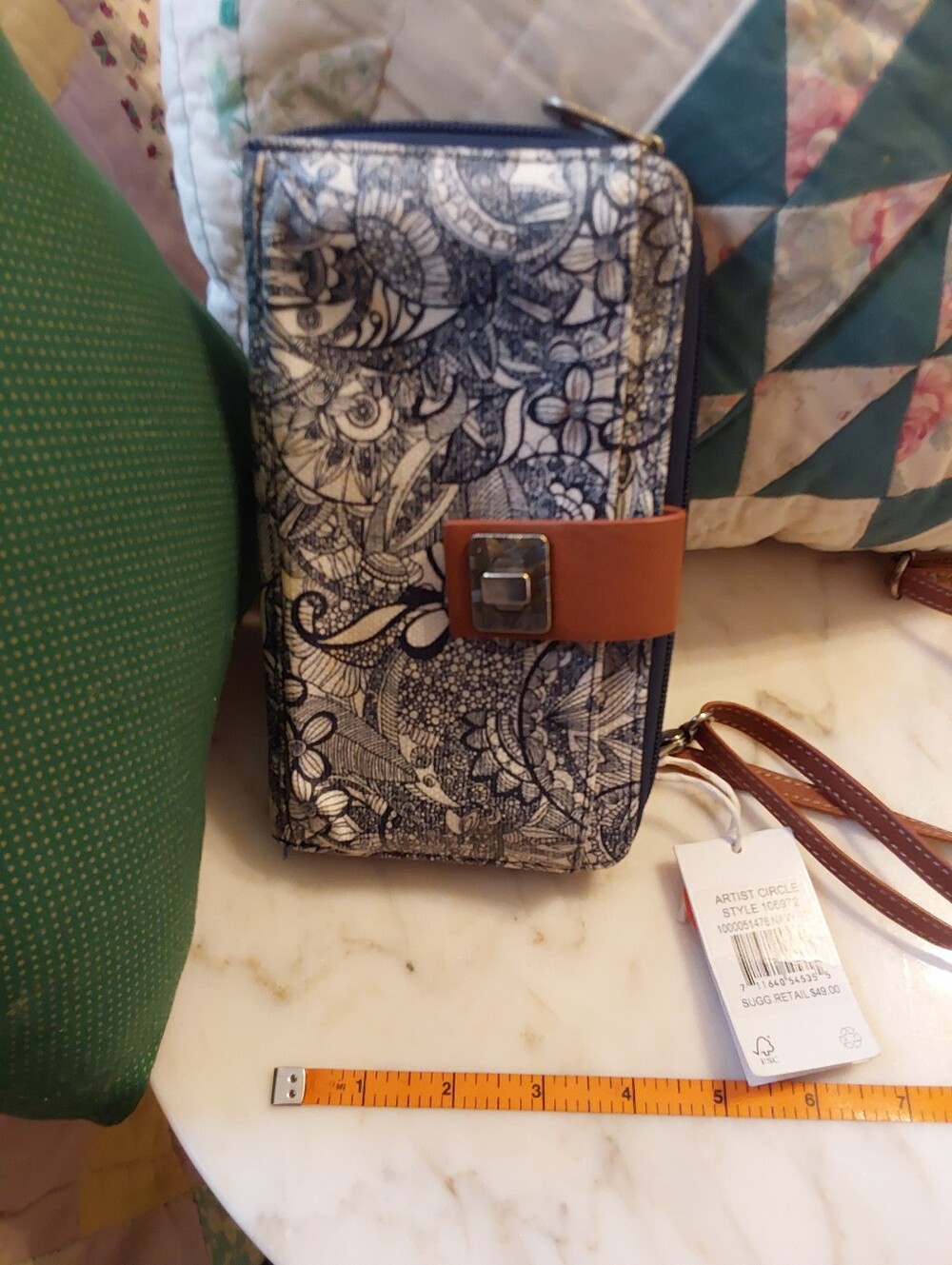 Sakroots Navy Blue and Brown Floral Crossbody Wallet - Picture 10 of 10